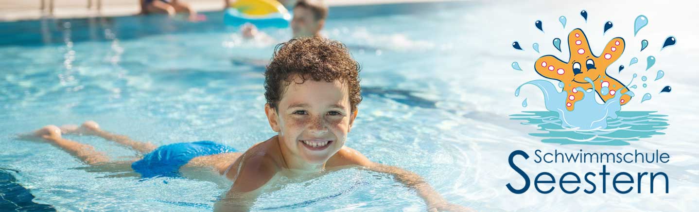 Junge im Schwimmkurs Schwimmschule Seestern Logo